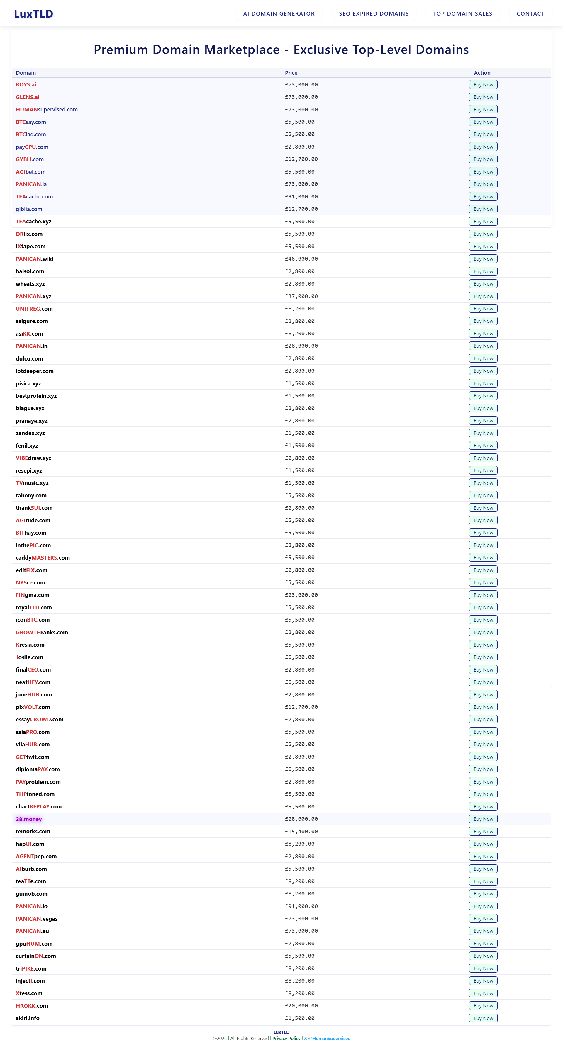 luxTLD.com screenshot